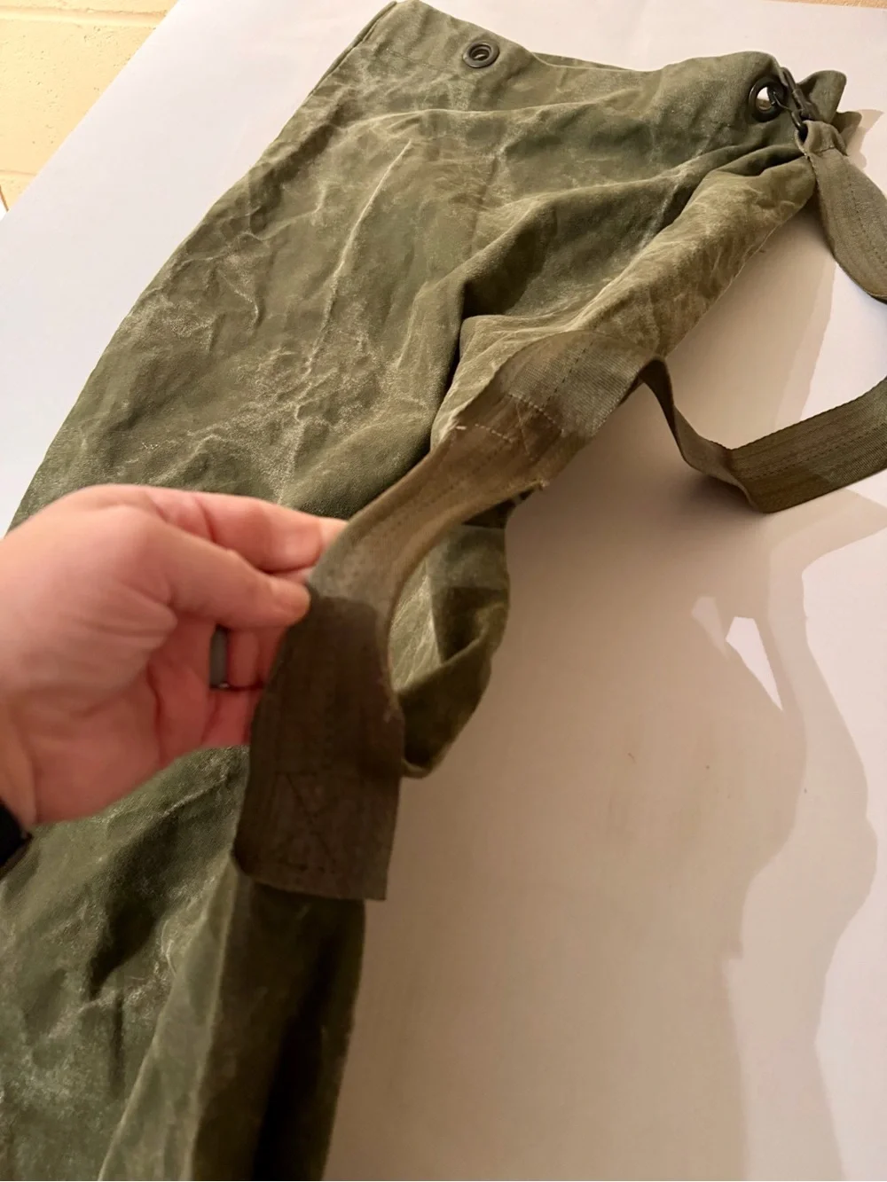 Vintage US Army Military OD Green Canvas Duffle Bag Vietnam War Era 40x18